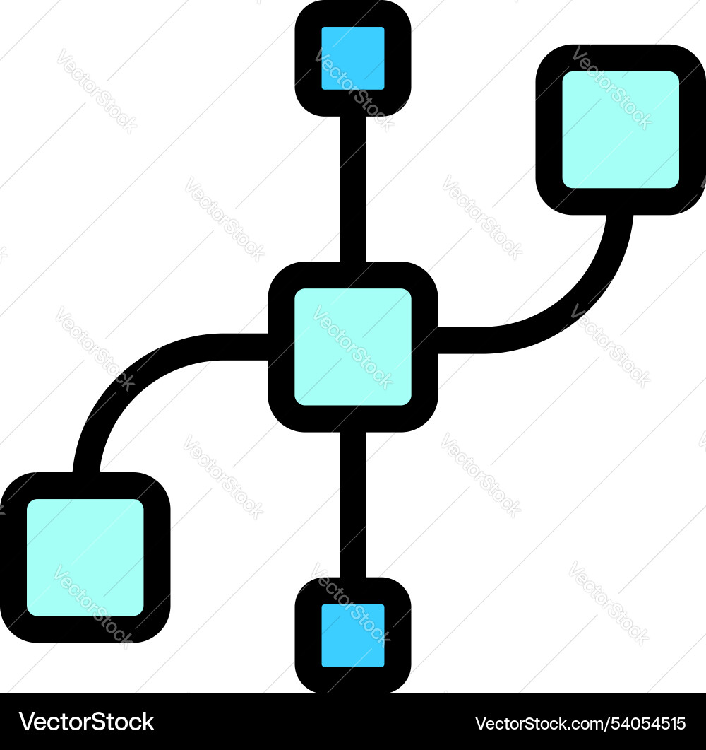 Algorithm connecting squares with lines showing Algorithm connecting squares with lines showing vector image