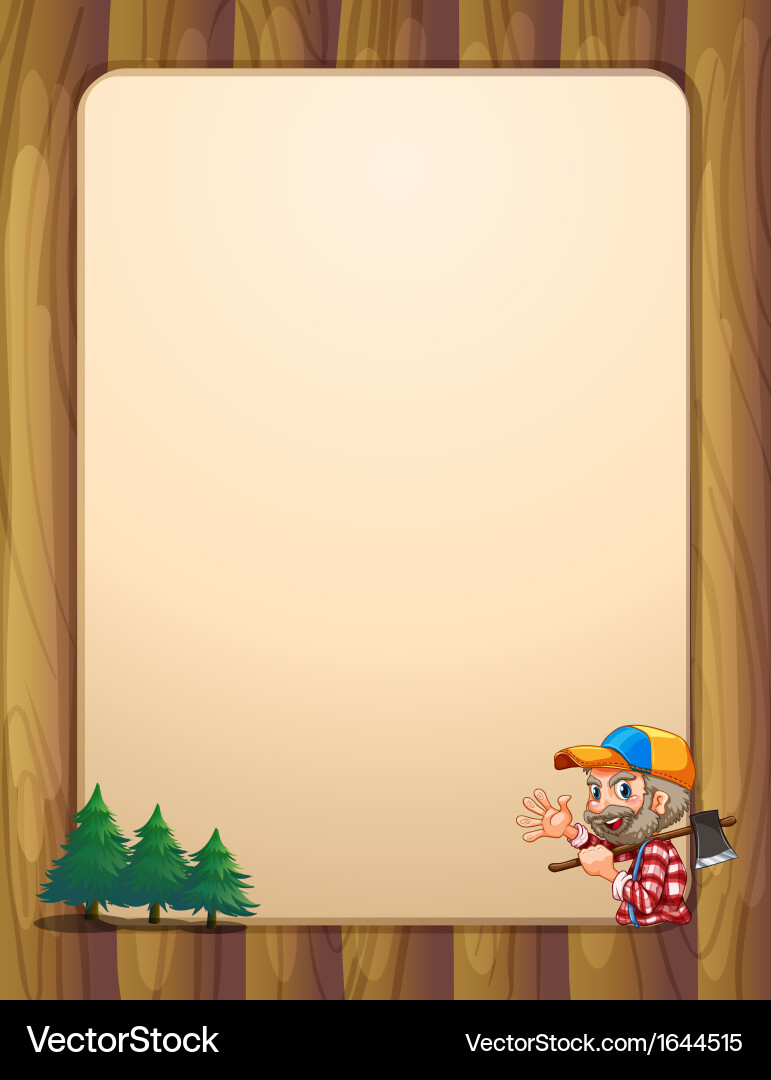 An empty template with a lumberjack carrying Vector Image