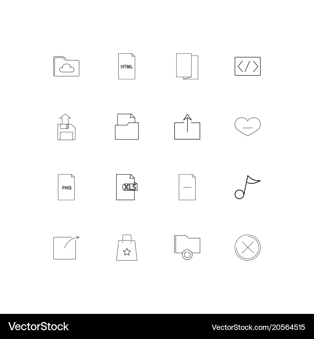Dateien und Ordner unterschreiben einfache lineare Symbole Set vektorbild