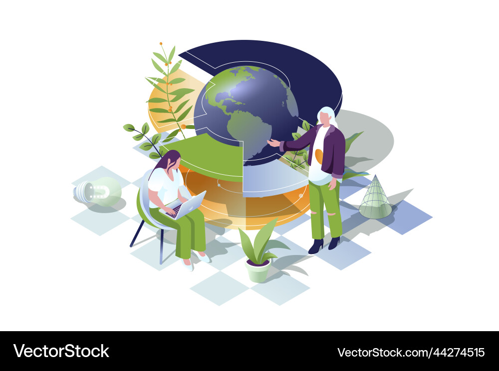 Global business web concept in 3d isometric design vector image