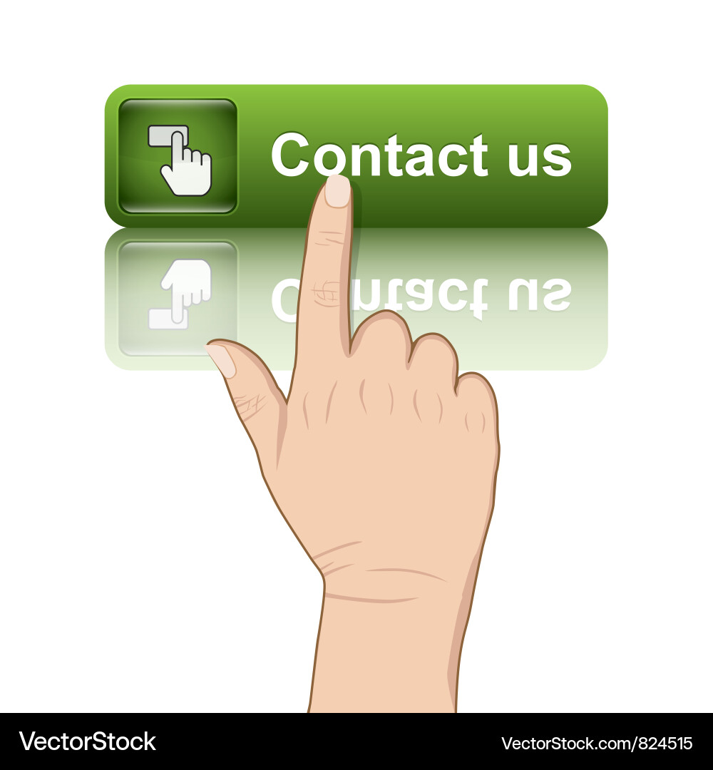 Hand push contact button vector image
