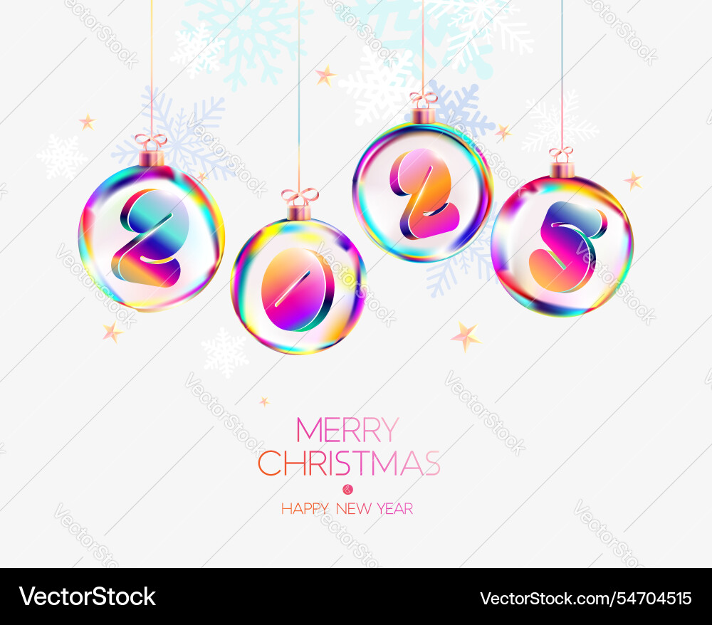 Happy new year 2025 colorful number in glass Happy new year 2025 colorful number in glass vector image