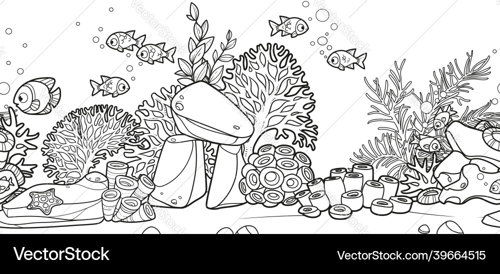 Horizontal seamless background from seabed Horizontal seamless background from seabed Vector Image