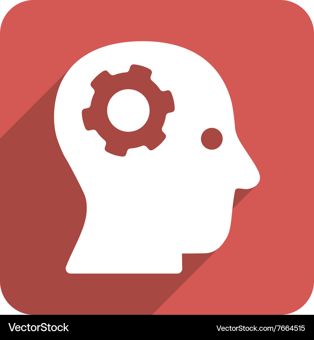 Intellect mechanism flat rounded square icon vector image