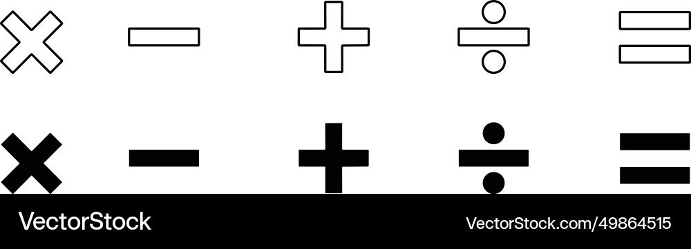 Math symbols icon set mathematic minus plus equal vector image