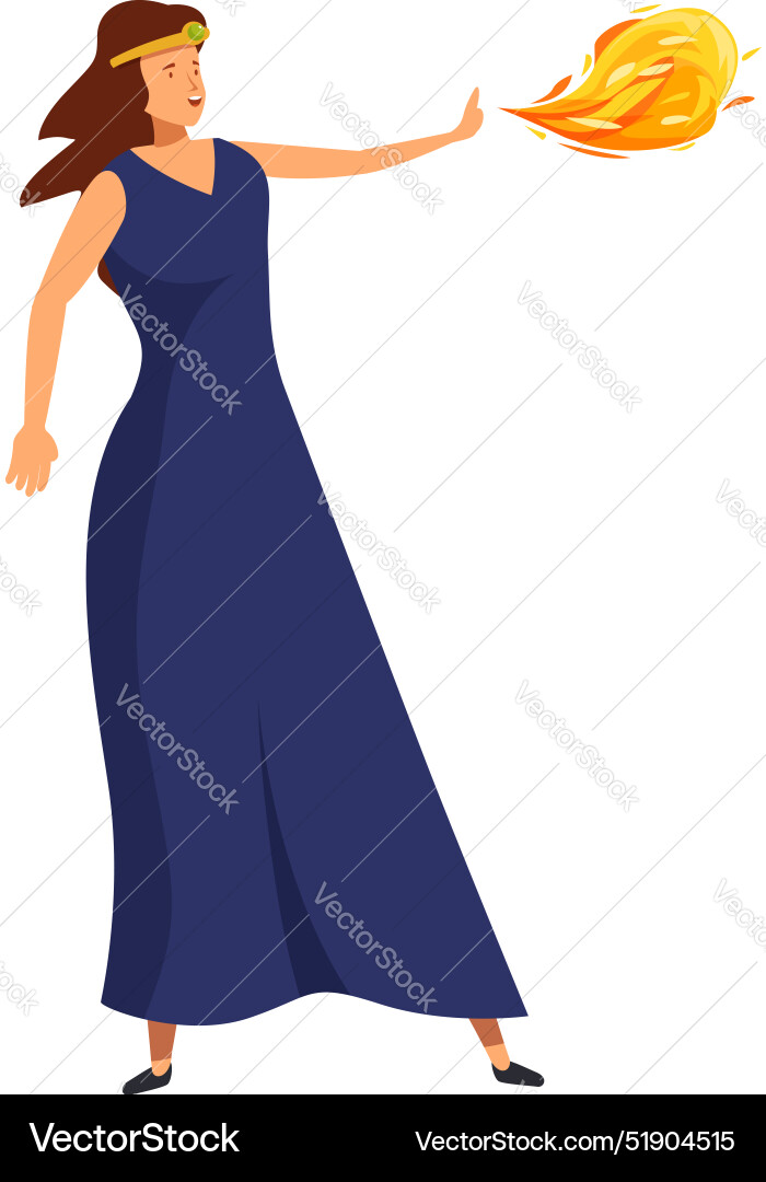 Powerful sorceress conjuring a fireball Royalty Free Vector