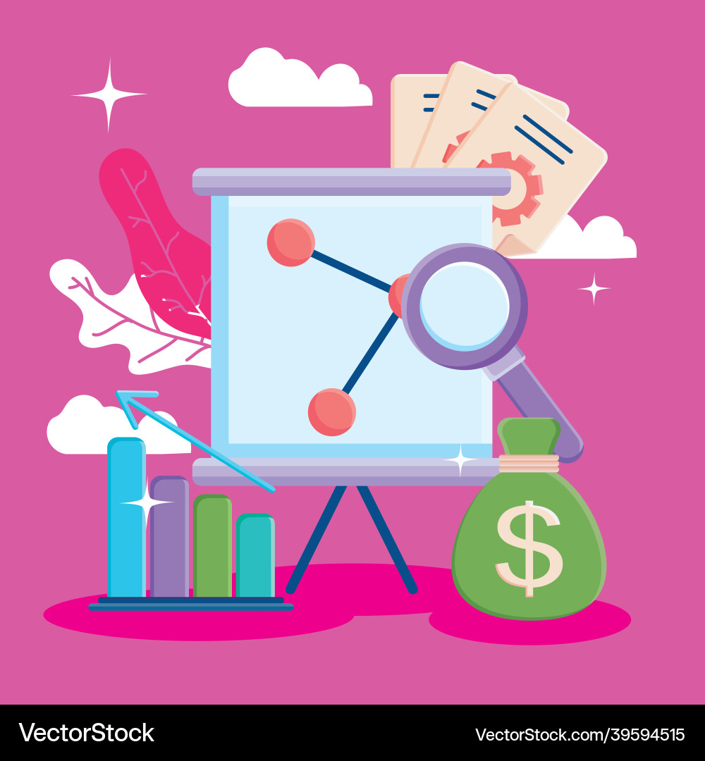 Presentation board with symbol set vector image