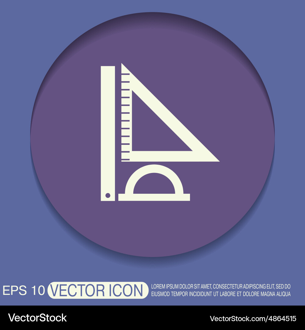 Ruler protractor triangle symbol of geometry vector image