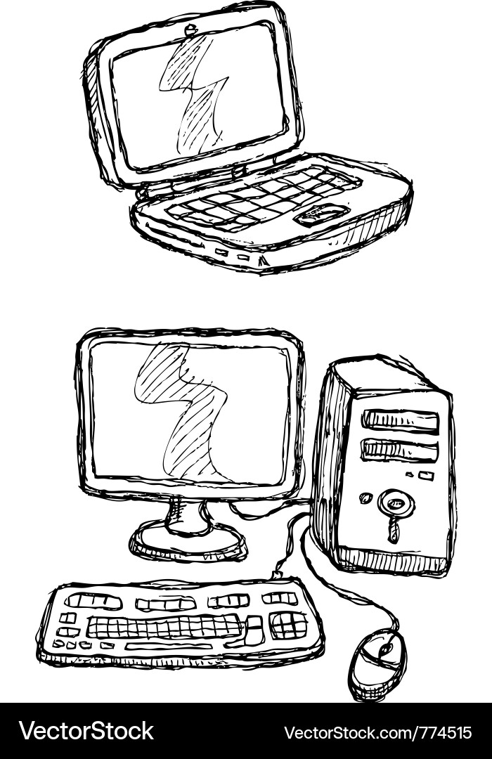 Scribble series - computers vector image