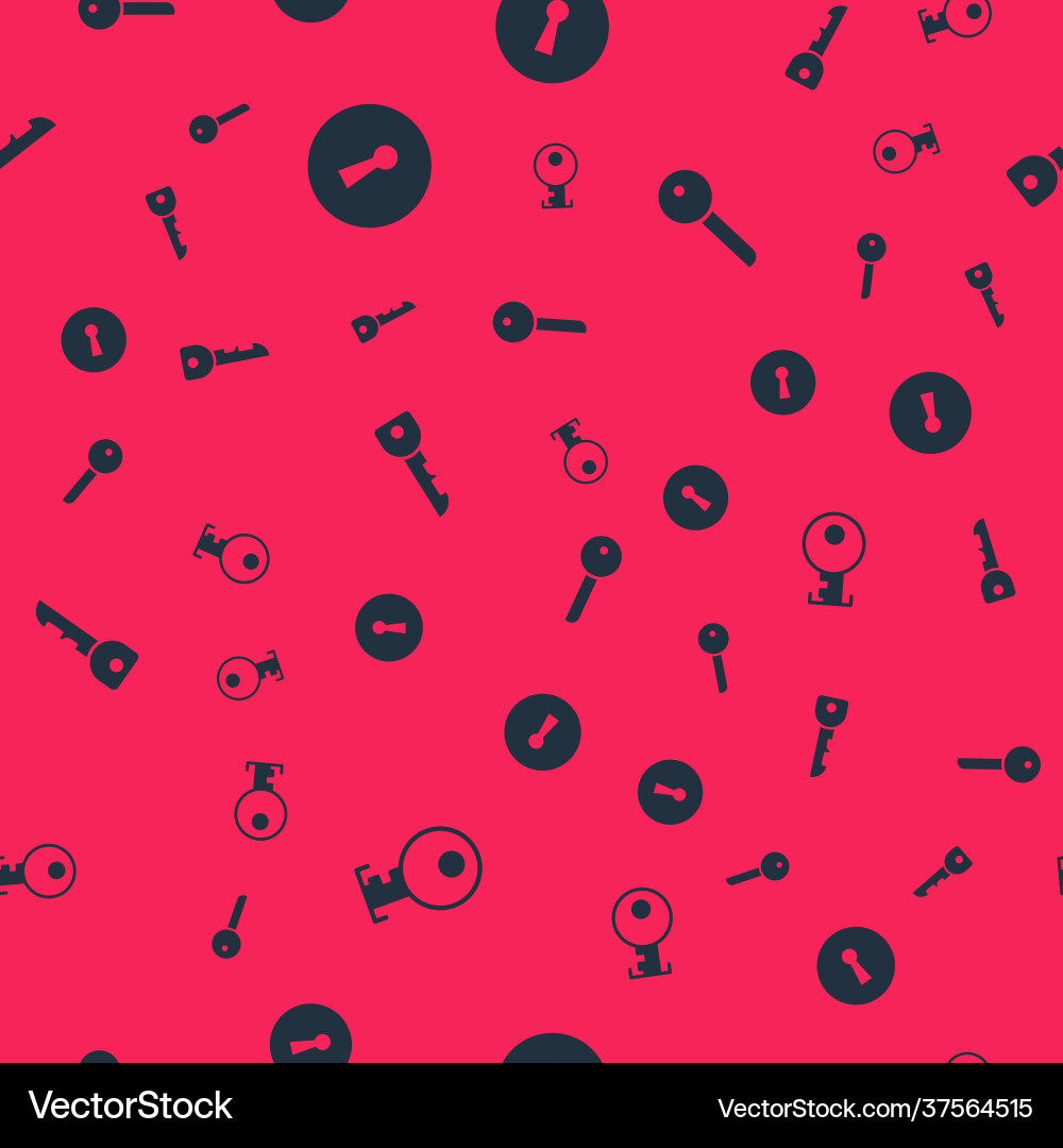 Set key keyhole and on seamless pattern Vector Image