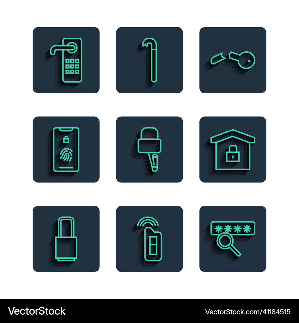 Set line lock car key with remote password Set line lock car key with remote password vector image