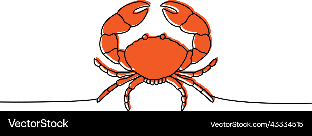 Set of crab one line colored continuous drawing Set of crab one line colored continuous drawing Vector Image