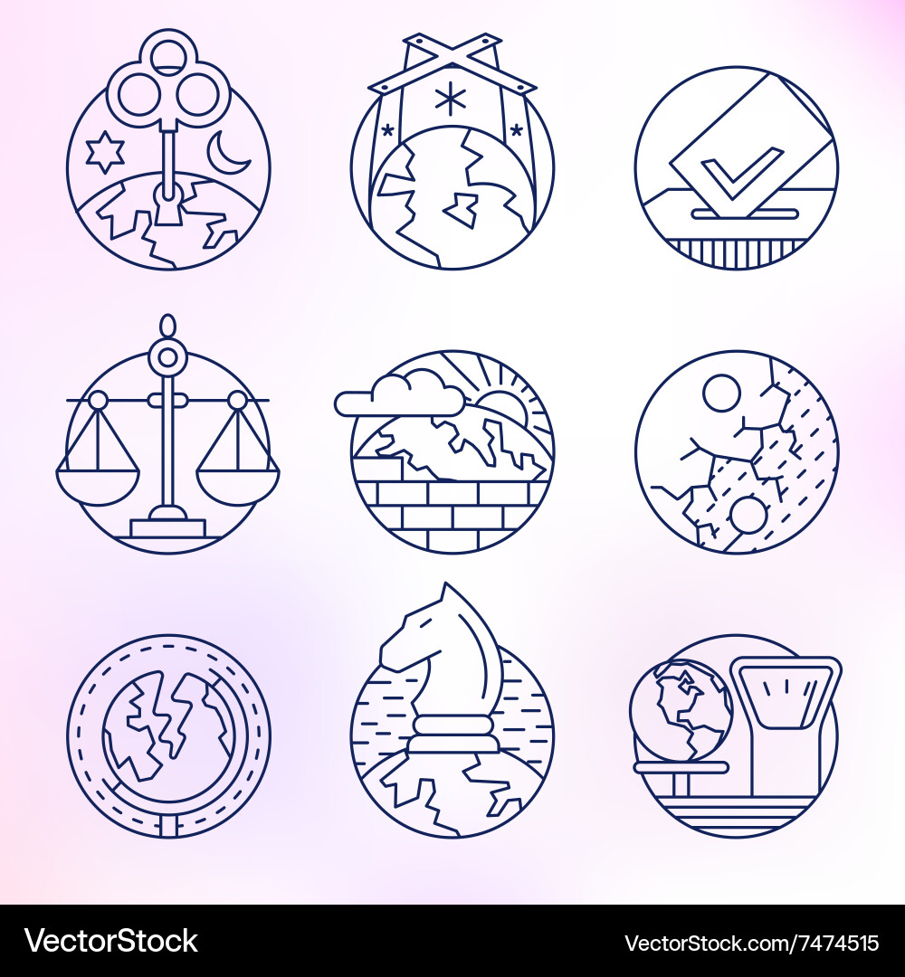Set of icons in modern linear style vector image