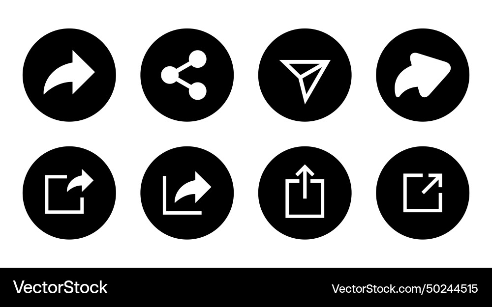 Share button icon set collection sharing symbol Share button icon set collection sharing symbol vector image