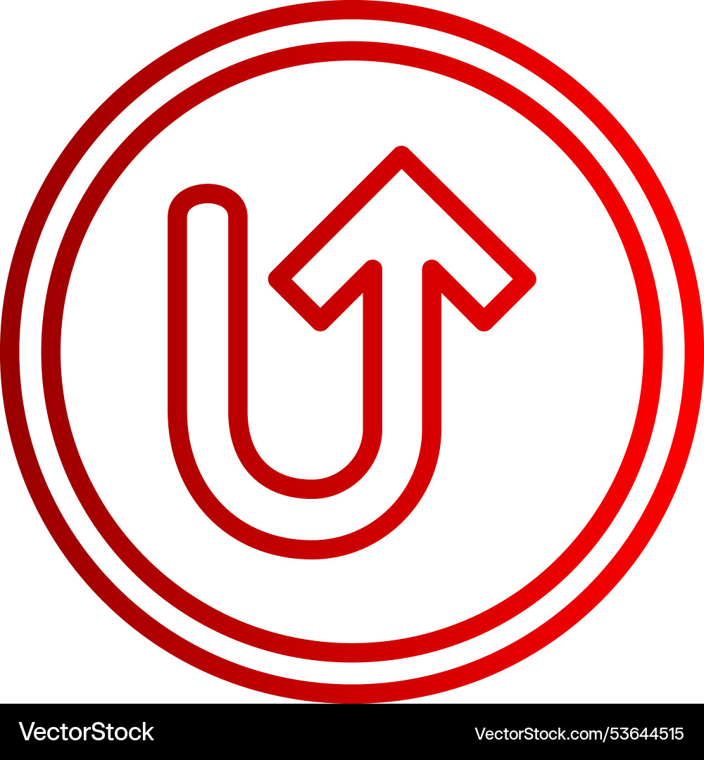 Turn up arrow line gradient icon Vector Image