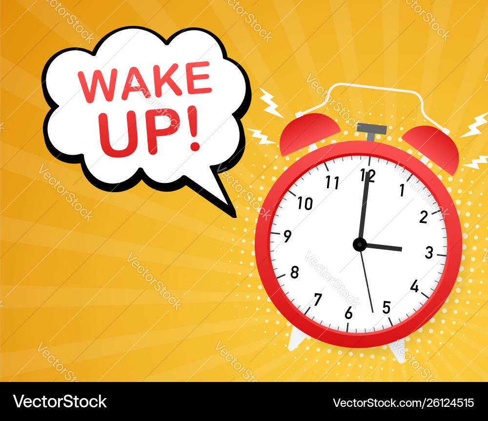 Wake up poster with alarm clock stock Vector Image