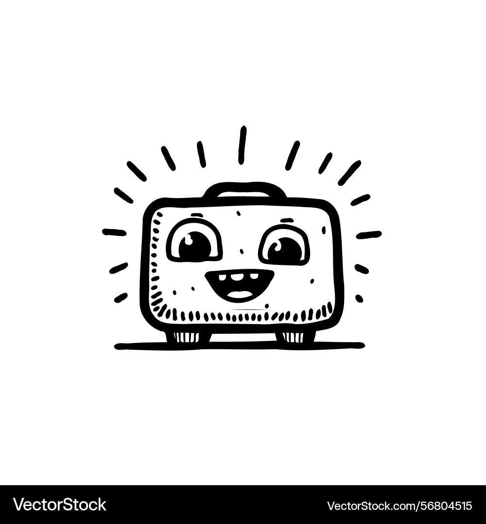 Whimsical suitcase character with joyful Vector Image