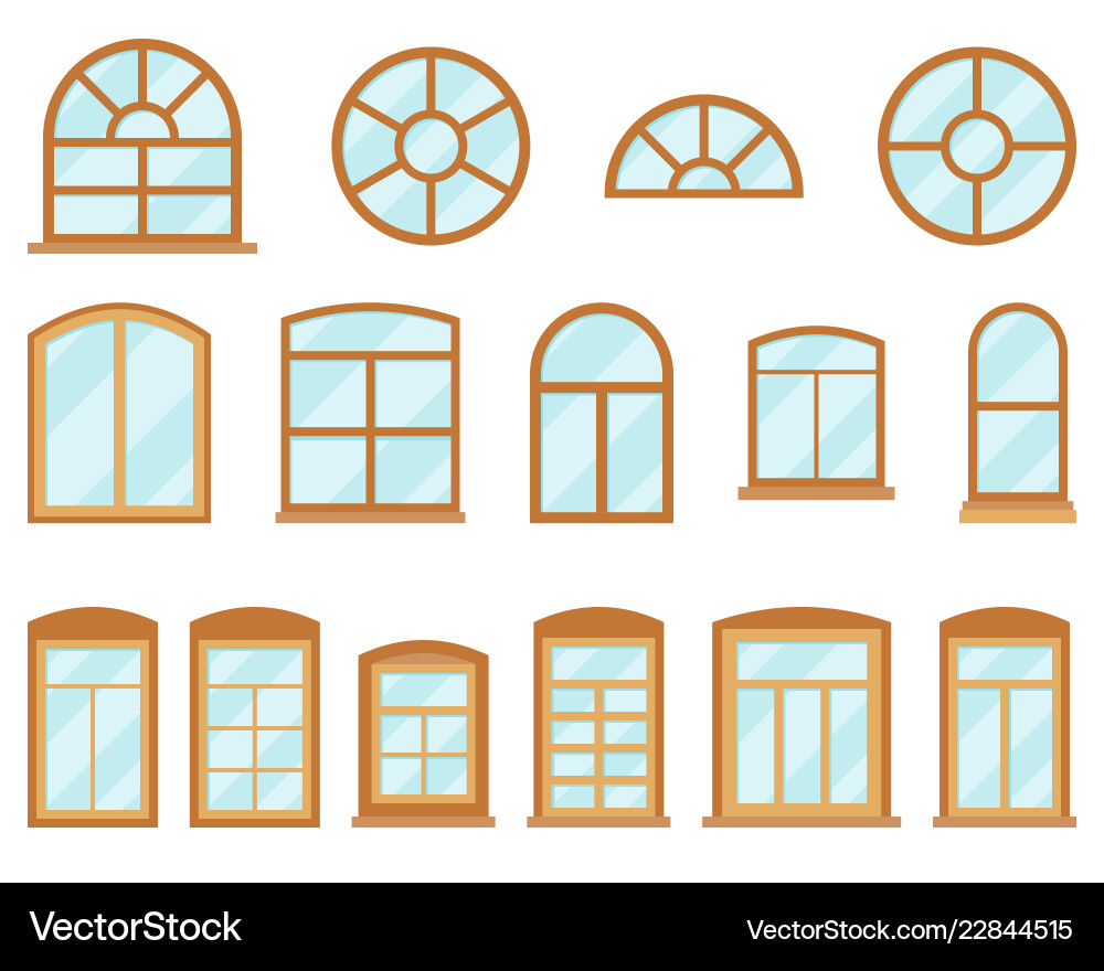Window in various type flat design vector image
