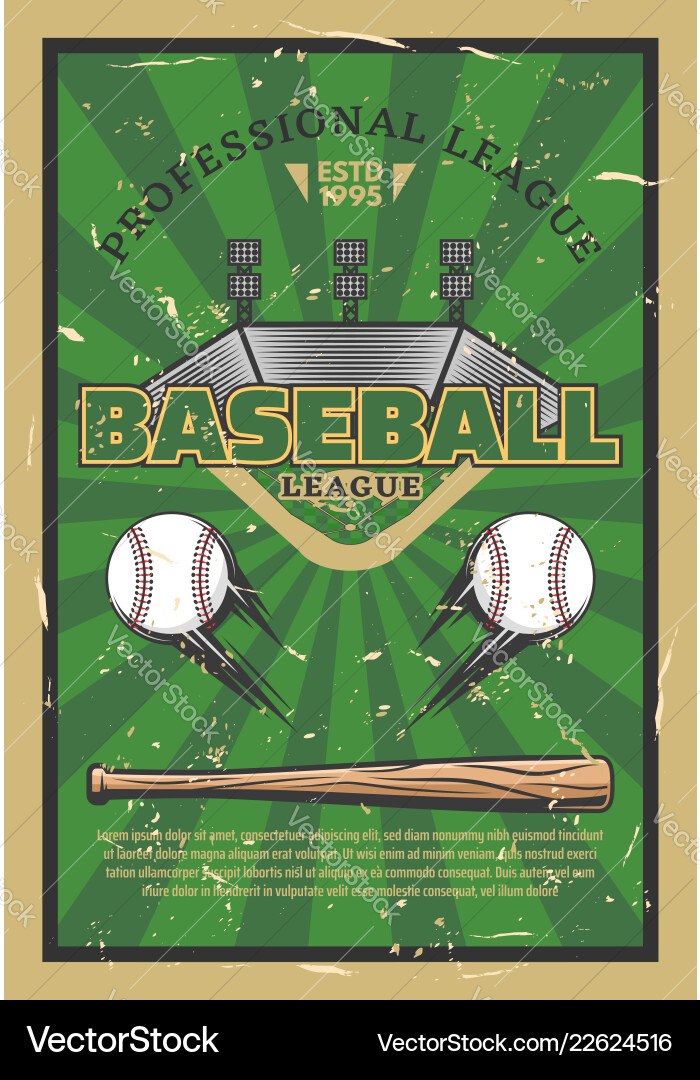 Baseball game stadium field with balls and bat Baseball game stadium field with balls and bat vector image