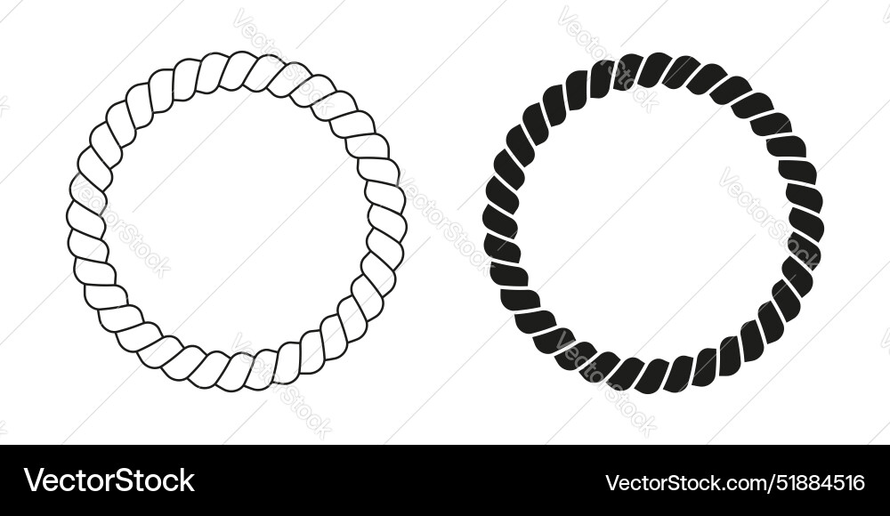 Black and white round rope frames cord or thread Vector Image