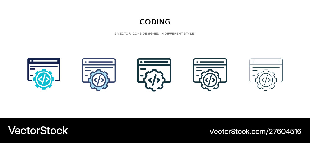 Coding icon in different style two colored vector image