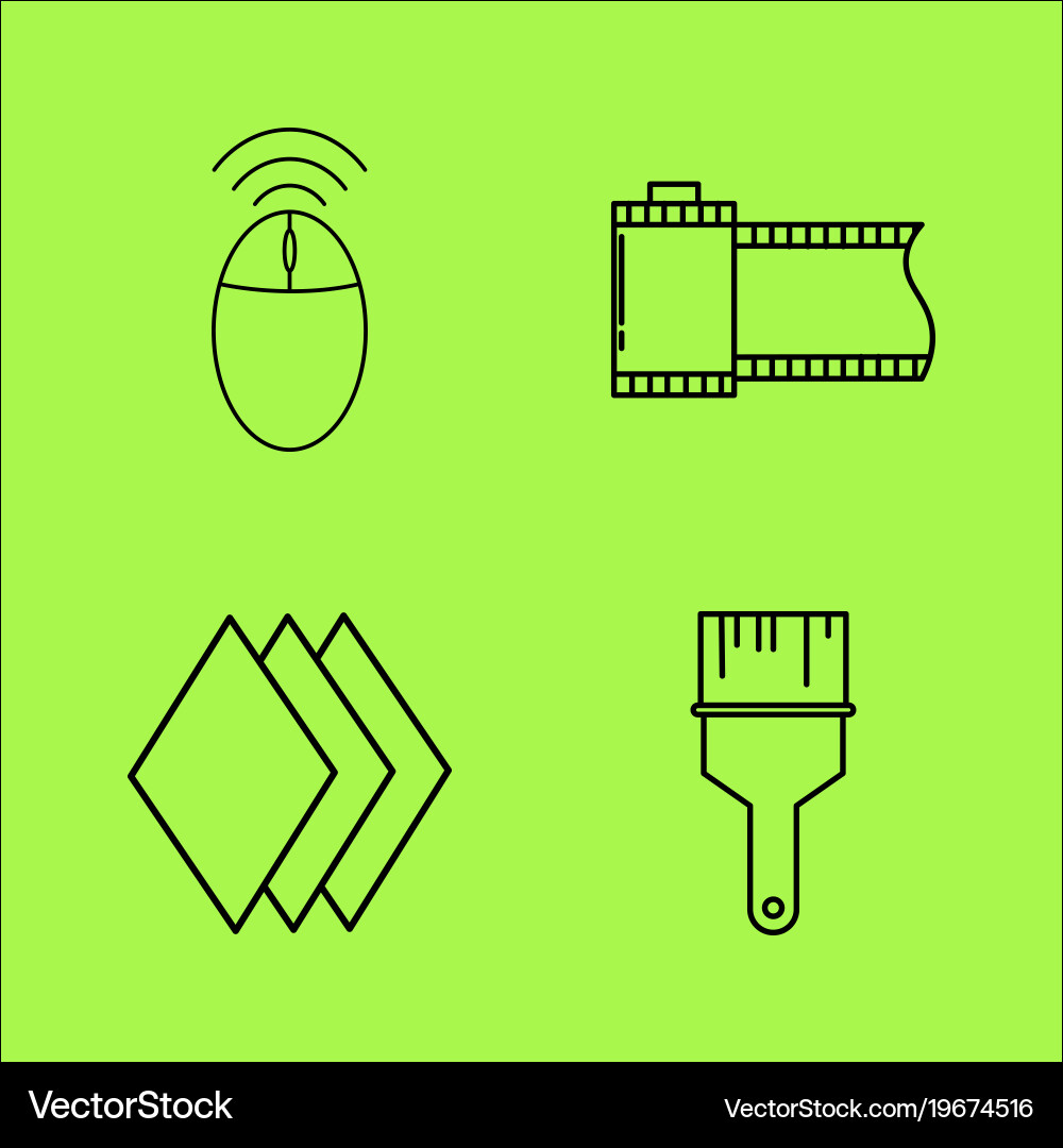Design elements simple linear outline icon set vector image