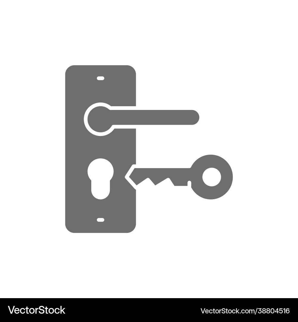 Door handle with key lock grey icon Door handle with key lock grey icon vector image