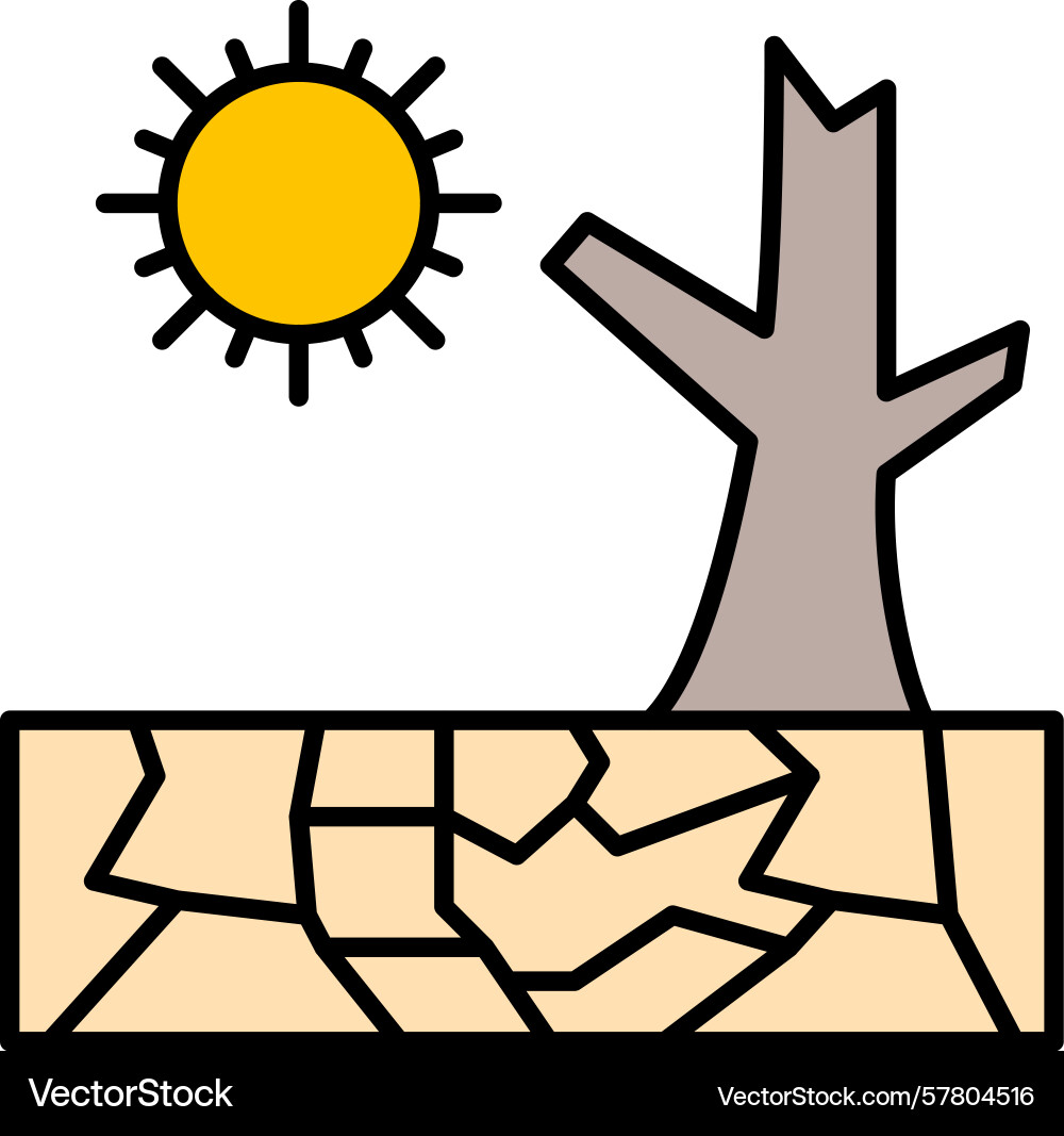 Drought line filled icon Vector Image