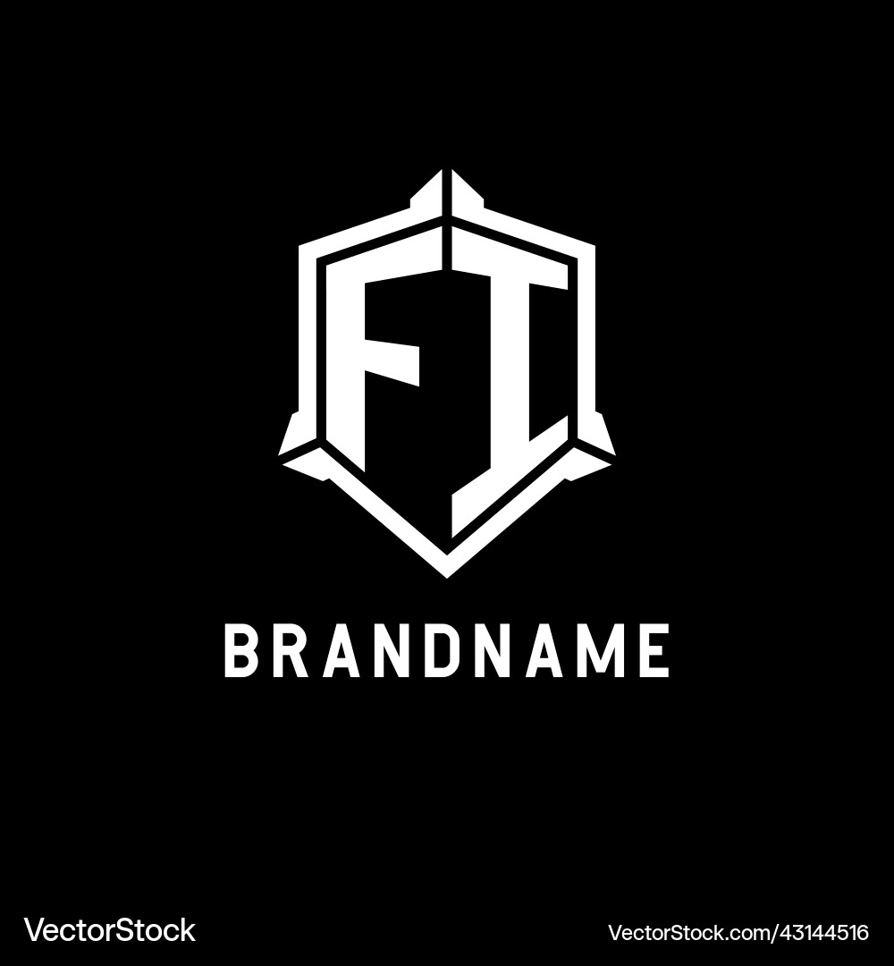 Fi logo initial with shield shape design style Fi logo initial with shield shape design style Vector Image