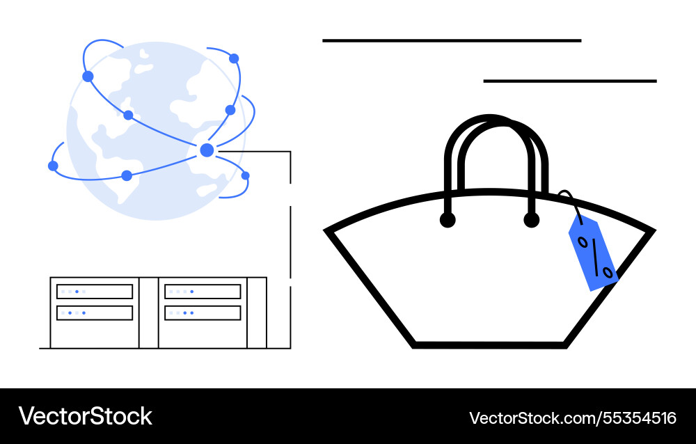Global e-commerce concept with server network Global e-commerce concept with server network Vector Image
