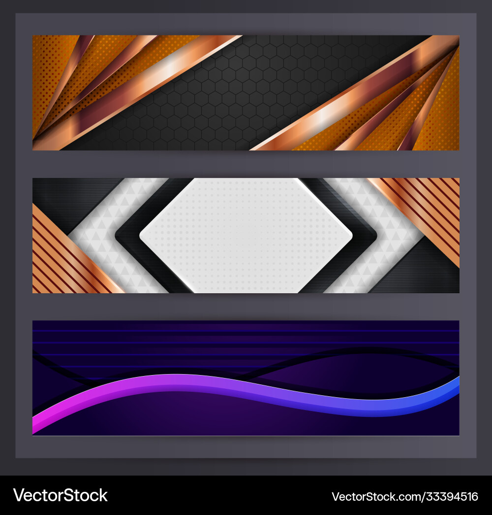 Horizontal banner set collection with various vector image