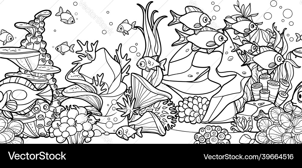 Horizontal seamless background from seabed Horizontal seamless background from seabed Vector Image