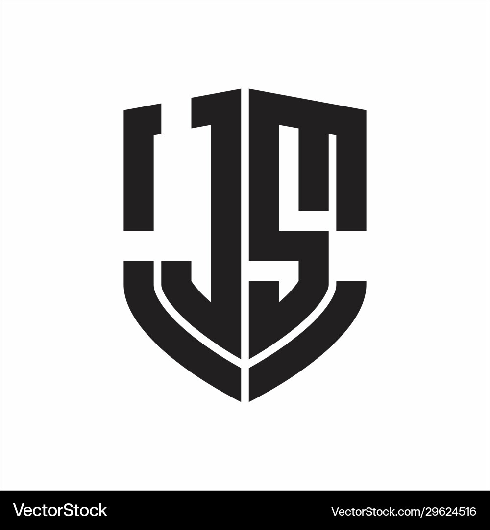Js logo monogram with emblem shield shape design vector image