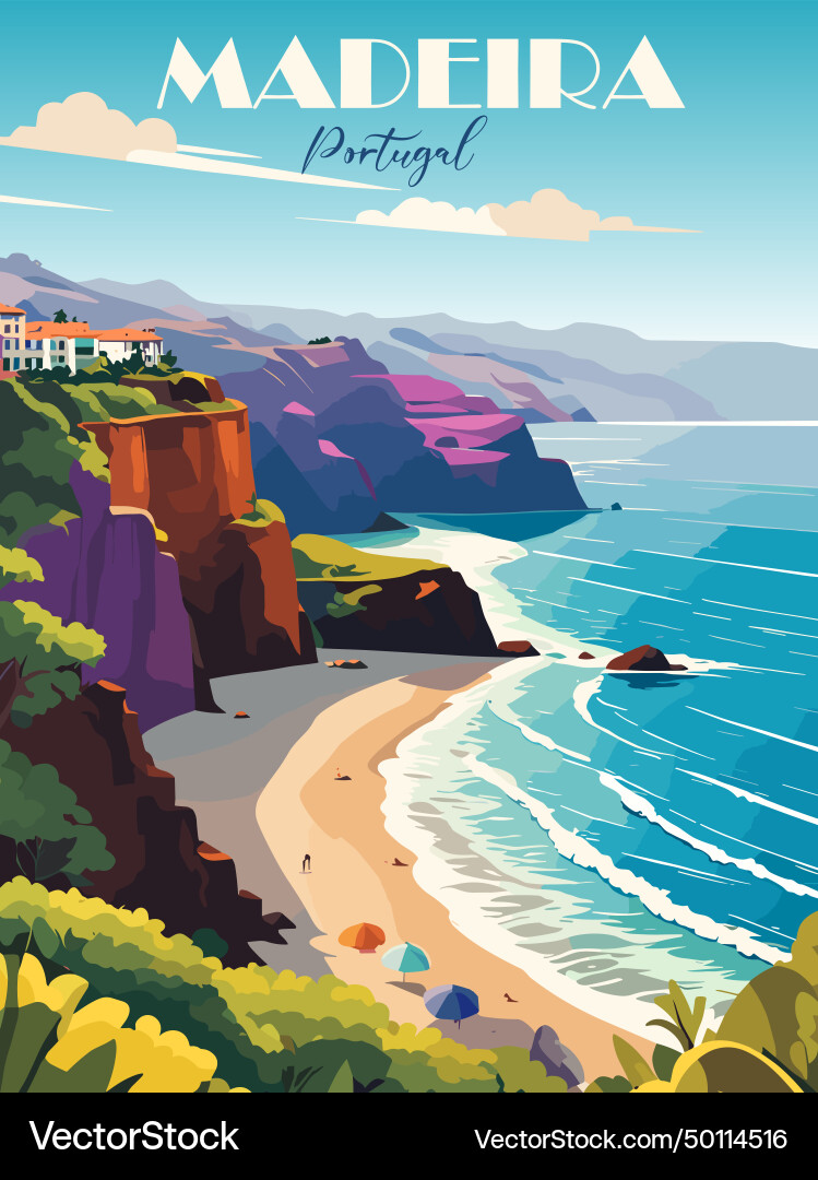 Madeira Portugal Reiseplakat im Retro-Stil Madeira Portugal Reiseplakat im Retro-Stil Vektorbild