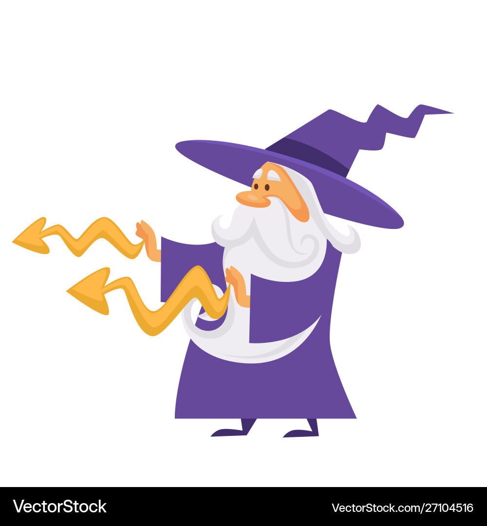 Magician or wizard putting spell making magic Magician or wizard putting spell making magic vector image