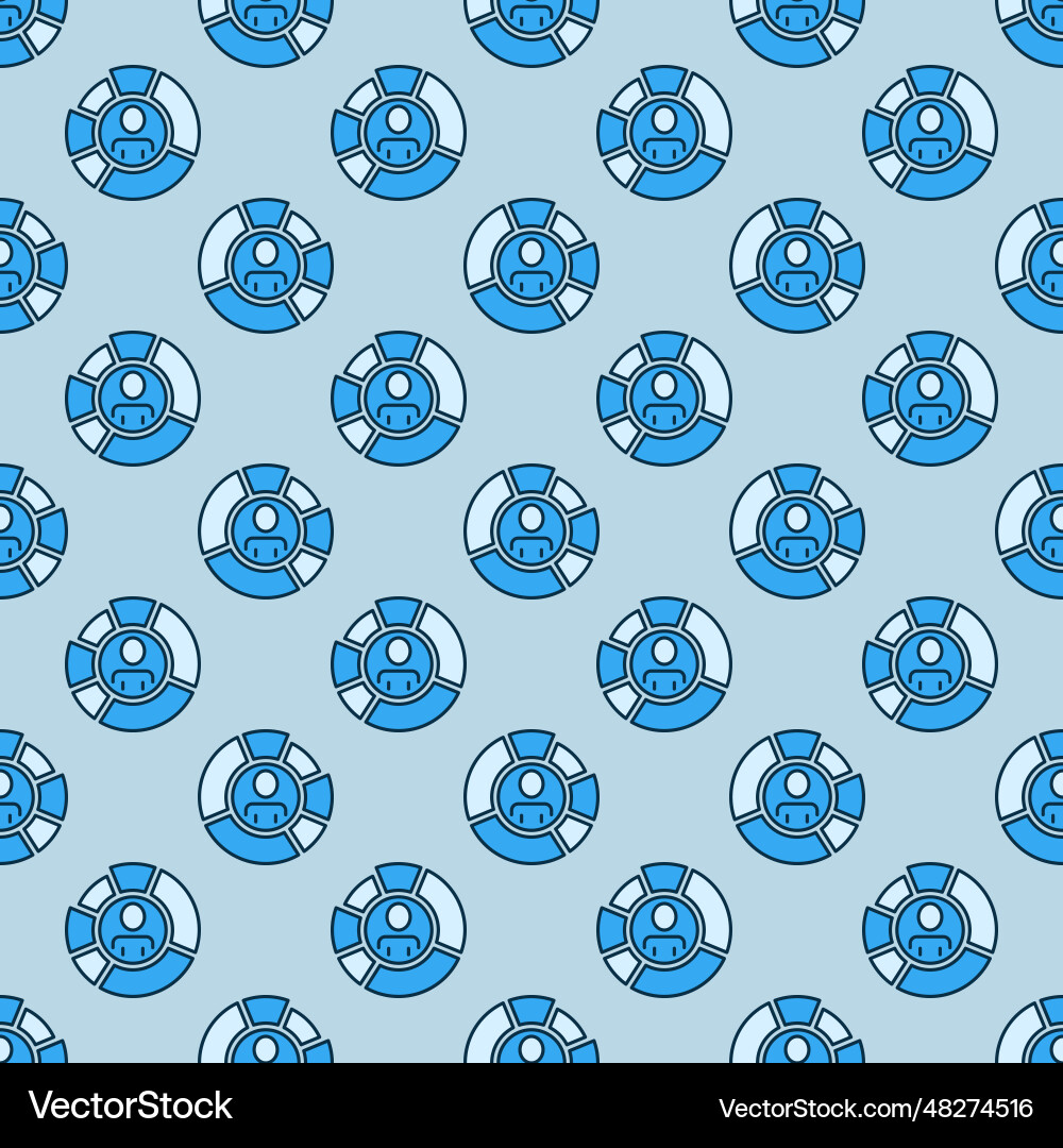 Man inside pie chart blue seamless pattern Man inside pie chart blue seamless pattern Vector Image