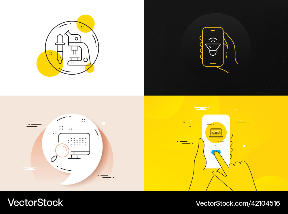 Minimal set of music app search and microscope Minimal set of music app search and microscope vector image