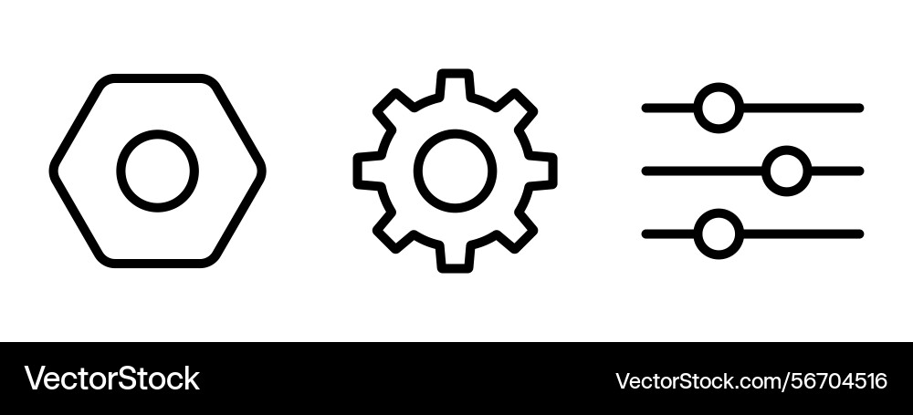 Parameters and setting icons set Vector Image