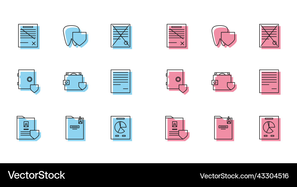 Set line document with shield personal folder Set line document with shield personal folder vector image