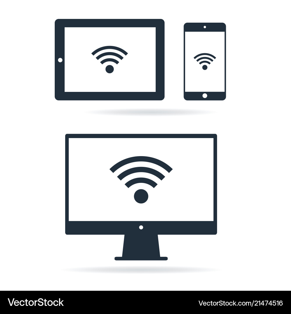Set of digital devices with wifi internet Set of digital devices with wifi internet vector image