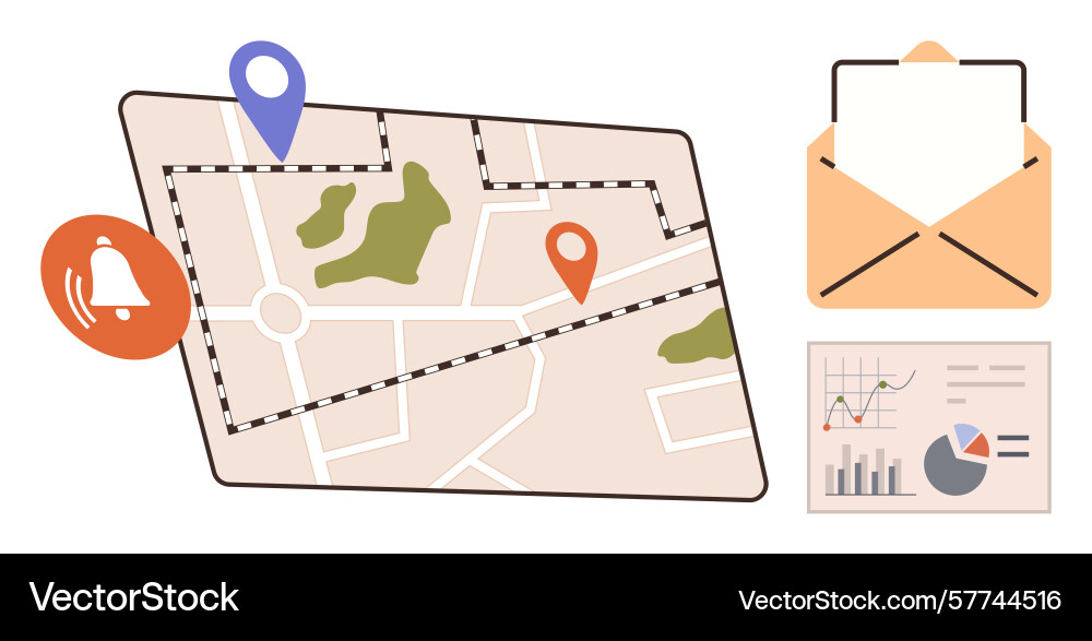 Urban navigation map with location pins vector image