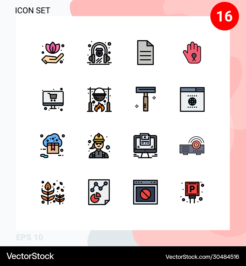 User interface pack 16 basic flat color filled vector image
