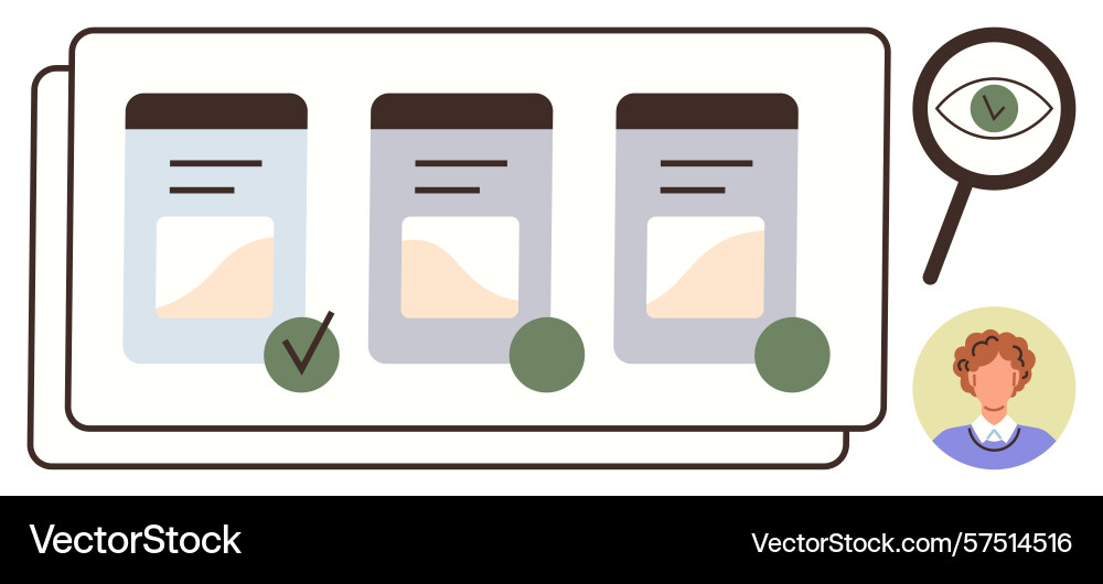 User reviewing and selecting options from three Vector Image