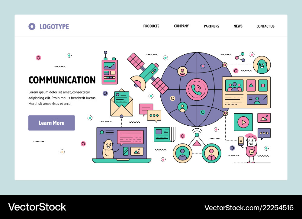 Web site linear art design template vector image