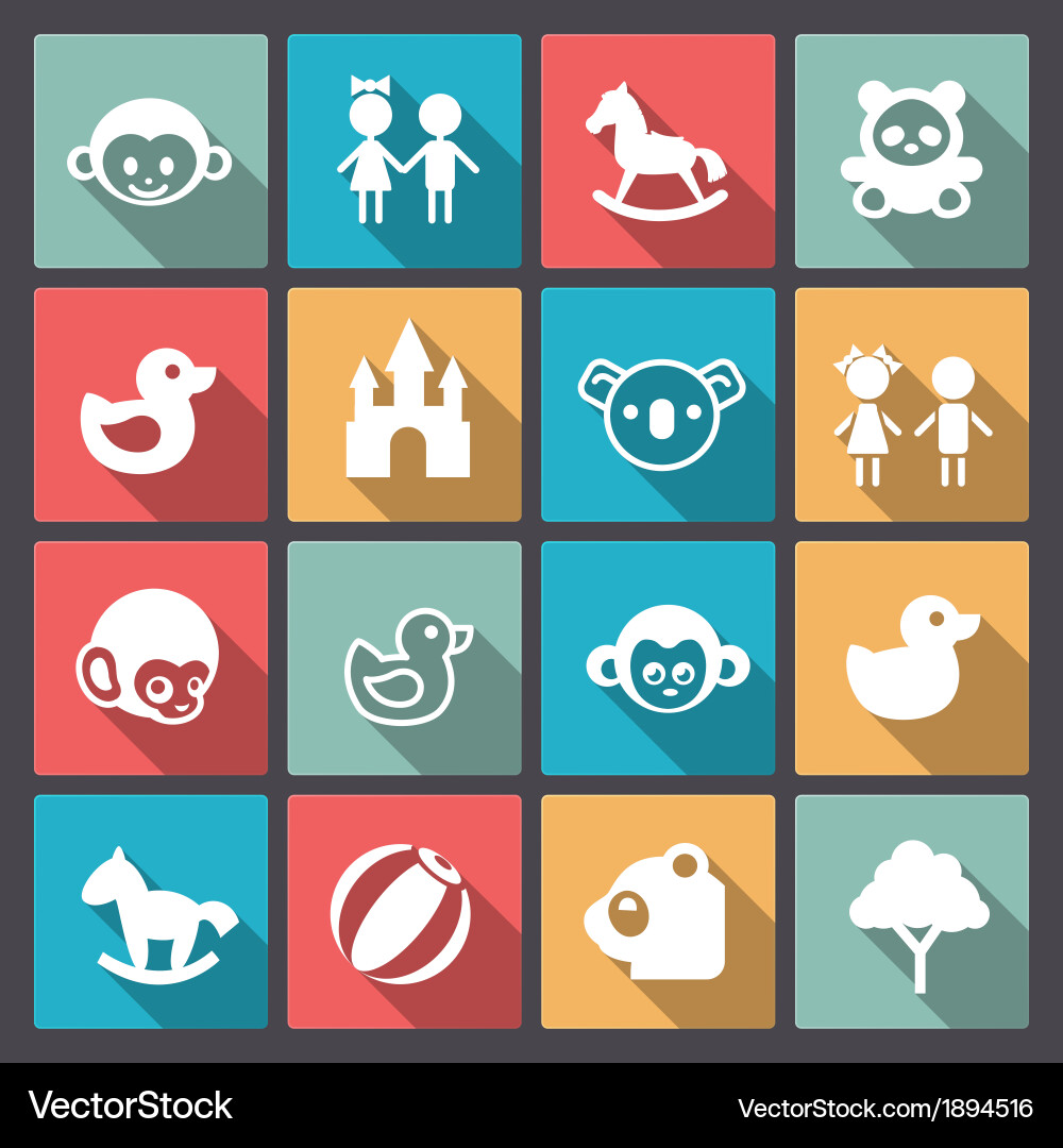 Zoo and animals icons in flat design Vector Image