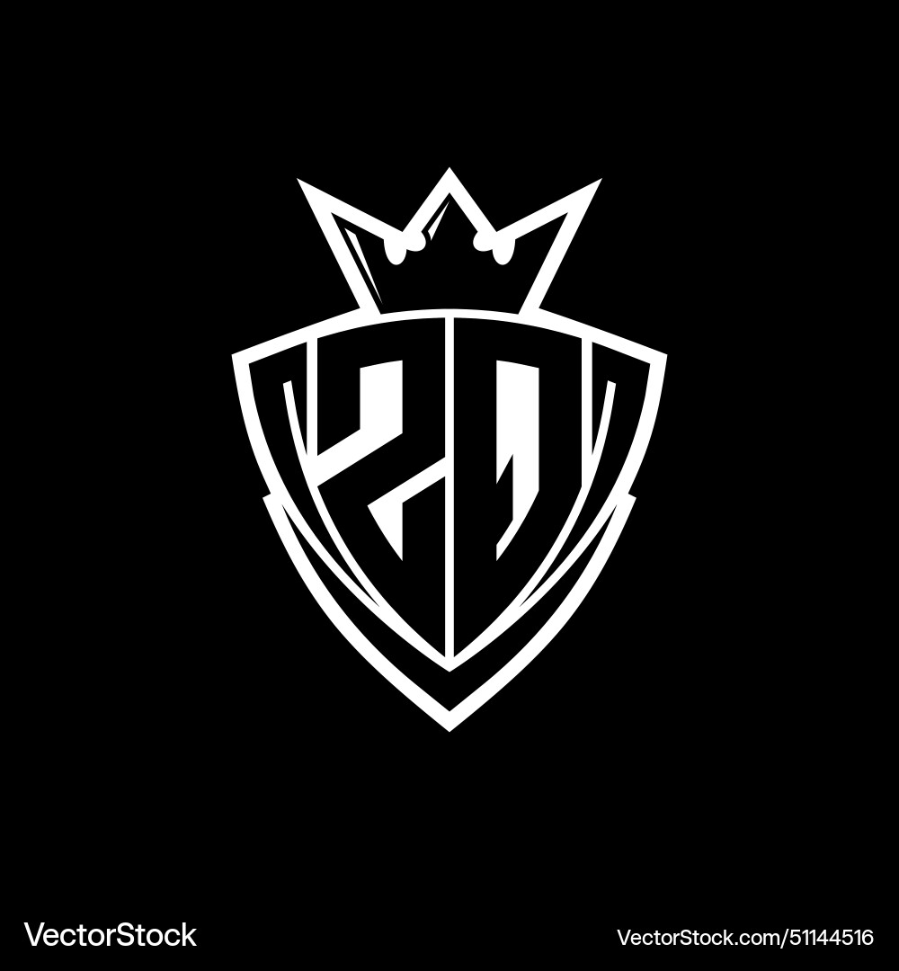 Zq letter logo with sharp triangle shield shape Vector Image