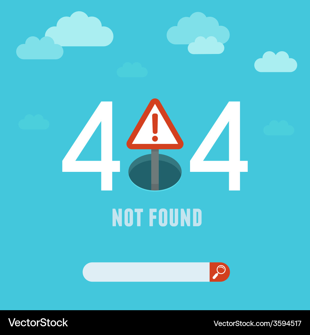 404 Error Page - Flat Style vector image