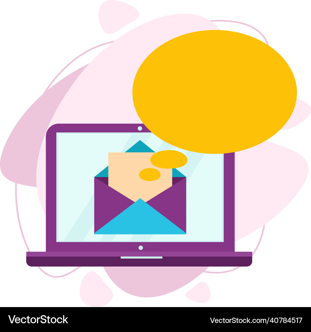 A laptop with an open envelope and document A laptop with an open envelope and document vector image