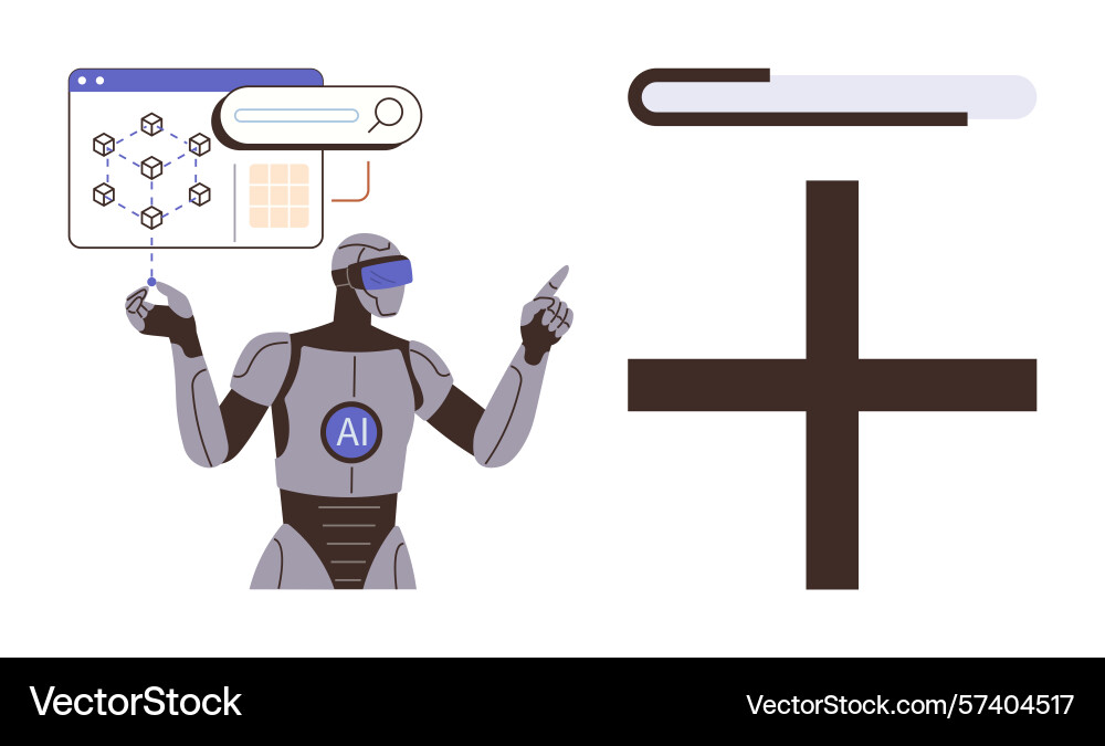 Ai robot explaining data and concepts with digital vector image