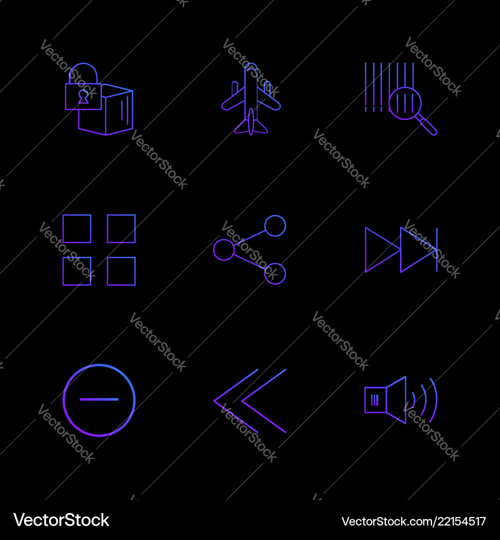 Cube share blocks speaker user interface icons Vector Image